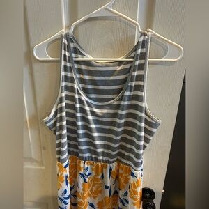 Striped and Floral Maxi Dress